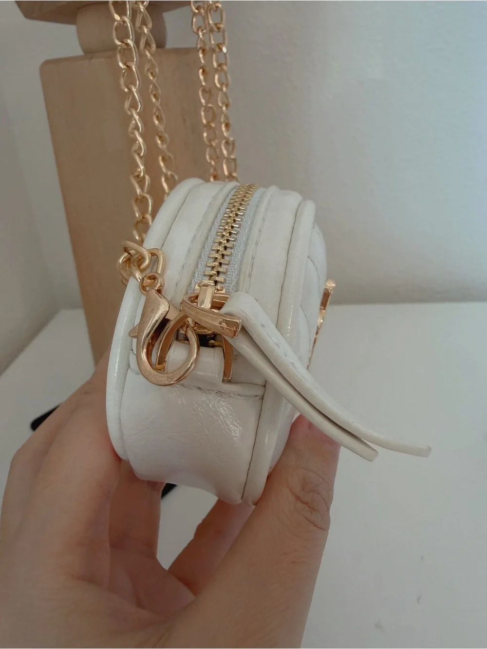 Mini White Round Crossbody Pouch Charm